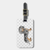 Zwart en Tan Dapple Smooth Coat Dachshund & Text Bagagelabel (Voorkant verticaal)