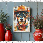 Zwart en Tan Dog, Cowboy Pet DE1 Decoupage Tissuepapier