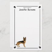 Zwart en Tan Duits Herder Hond met aangepaste teks Briefpapier (Voorkant / Achterkant)