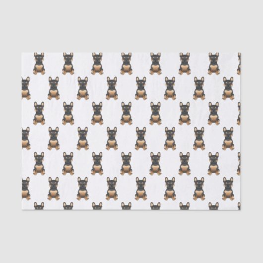 Zwart en Tan French Bulldog / Frenchie Dog Pattern Tissuepapier (Voorkant)