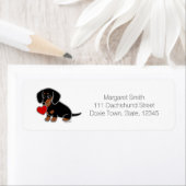 Zwart en Tan Glad Dachshund Hart Etiket (Insitu)