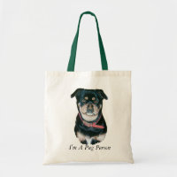 zwart en tan hondenportret met slogan pug