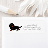 Zwart en Tan Lang Haired Dachshund 1 Etiket (Insitu)