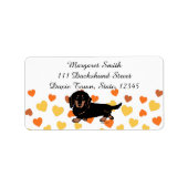 Zwart en Tan Lang Haired Dachshund 1 Etiket (Voorkant)