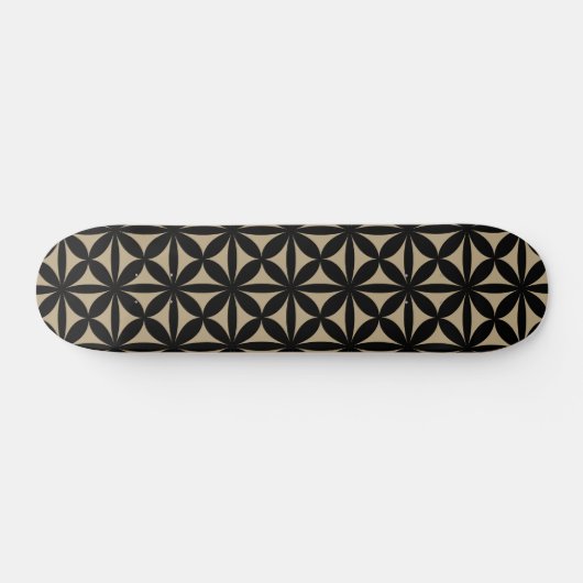 Zwart en tan modern / retro print skateboard (Horizontaal)