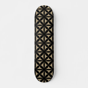 Zwart en Tan Modern / Retro Print Skateboard
