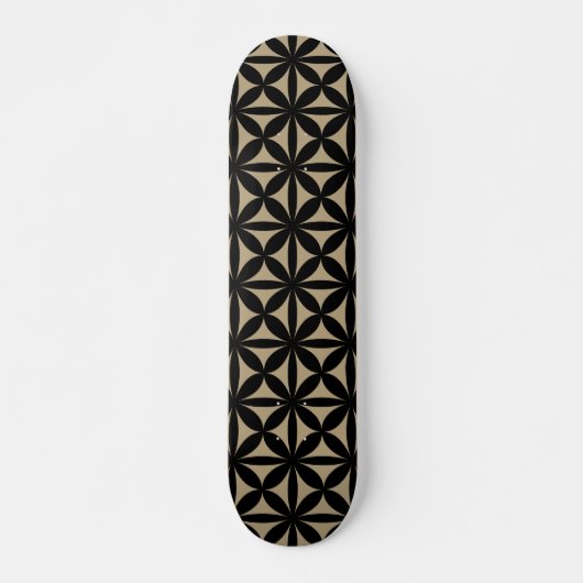 Zwart en tan modern / retro print skateboard (Voorkant)