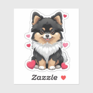 Zwart en Tan Pom Valentijnsdag 3 x 3 Sticker