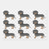 Zwart en Tan Short Hair Dachshund Pattern & Paws Inpakpapier Vel (Voorkant)