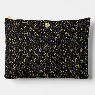 Zwart en Tan Small Leaf Print Groot Etui