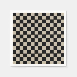 Zwart en taupe geruit servet