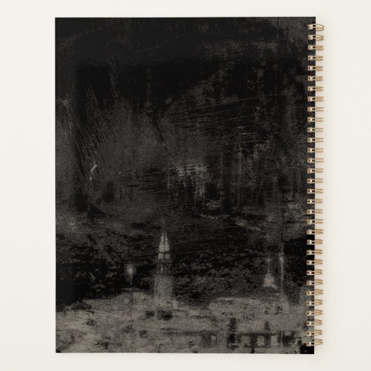 Zwart en Taupe Noodlijdende Skyline Venetië Italië Planner (Achterkant)