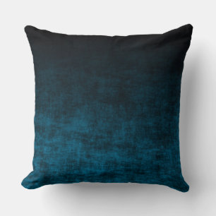 Zwart en Teal Grunge Ombre Textuur Kussen