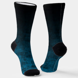 Zwart en Teal Grunge Ombre Textuur Sokken
