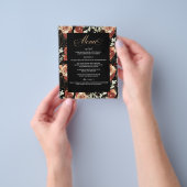 Zwart en Terracotta Elegant Modern Bruiloft Menu (Hand)