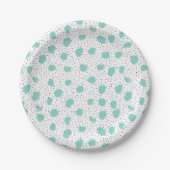 Zwart en Turquoise Brush Stippen Abstract Patroon Papieren Bordje (Voorkant)