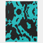 Zwart en Turquoise koe print deken (Voorkant)