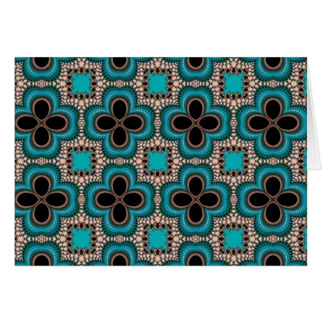 Zwart en turquoise Marokkaans geometrisch patroon (Voorkant Horizontaal)