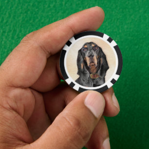 Zwart en twitschilderij - Oorspronkelijke hondenku Poker Chips