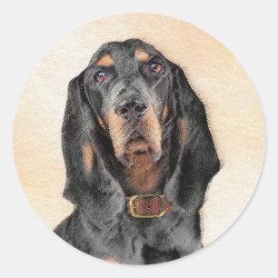 Zwart en twitschilderij - Oorspronkelijke hondenku Ronde Sticker