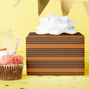Zwart en verbrand oranje vijf strips cadeaupapier