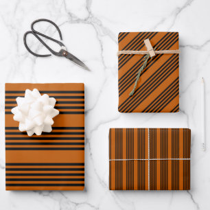 Zwart en verbrand oranje vijf strips inpakpapier vel