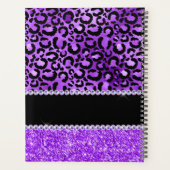 Zwart en Violet Leopard Spot Glam Monogram Planner (Achterkant)