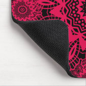 Zwart en warm roze Fuchsia Lace Snowflake Design Muismat (Hoek)