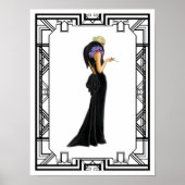  zwart en wit 1930 Drama Evening Gown Poster (Voorkant)