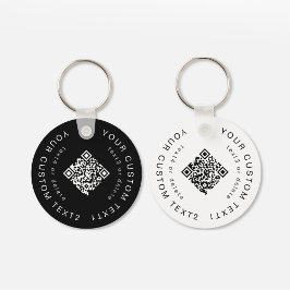 Zwart en wit 2 zijdelings QR Code Business Merk Sleutelhanger