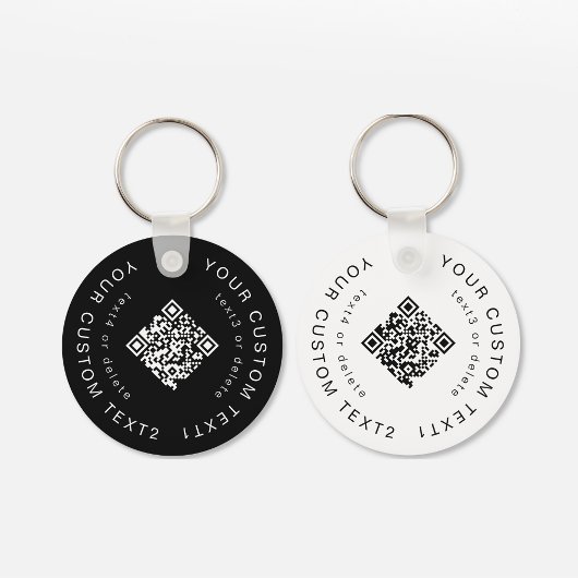 Zwart en wit 2 zijdelings QR Code Business Merk Sleutelhanger