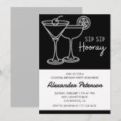 Zwart en Wit 35e Verjaardagsuitnodiging Cocktail Kaart (Voorkant / Achterkant)