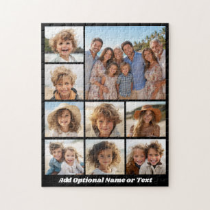 Zwart en Wit 9 Foto Collage Aangepaste Monogram Legpuzzel