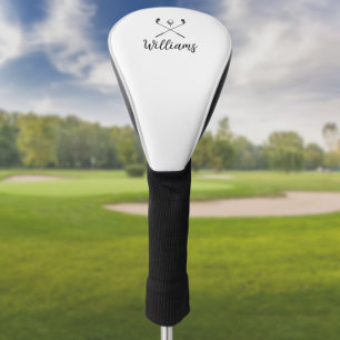 Zwart En Wit Aangepaste Script Naam Golfclubs Golfheadcover