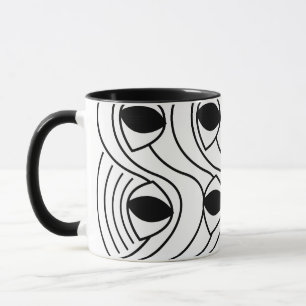 Zwart en wit abstract gebogen mok