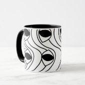 Zwart en wit abstract gebogen mok (Voorkant links)