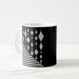 Zwart en wit, abstract, geometrisch, eenvoudig, Sc Koffiemok