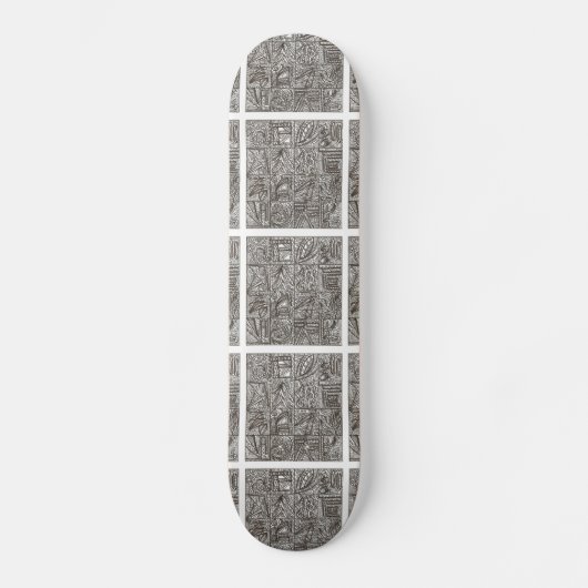 Zwart en wit, Abstract kunstinktpatroon met doodle Skateboard (Voorkant)