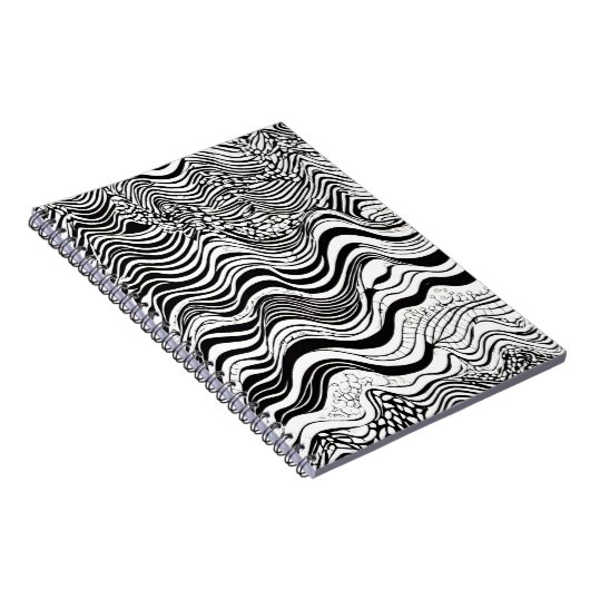 Zwart en wit abstract ontwerp notitieboek (Rechterzijde)