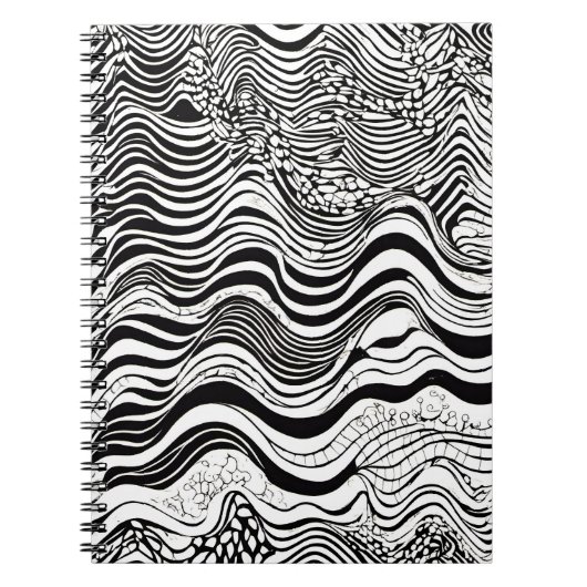 Zwart en wit abstract ontwerp notitieboek (Voorkant)