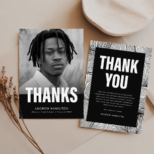 Zwart en Wit Afstudeerfoto Afstudeeruitnodiging Briefkaart