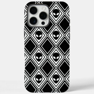 Zwart en Wit Alien Argyle Patroon iPhone 16 Pro Max Hoesje