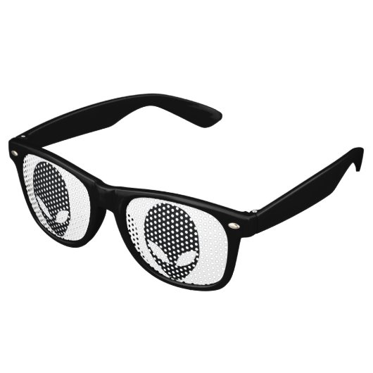 Zwart en wit Alien Head Retro Zonnebril (Gekanteld)
