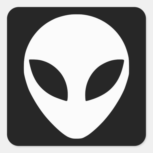 Zwart en wit Alien Head Vierkante Sticker (Voorkant)