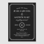 Zwart en wit Art Deco 'Save the Date' (Voorkant)