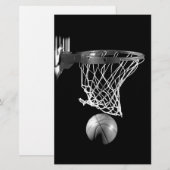 Zwart- en wit basketbal briefpapier (Voorkant / Achterkant)