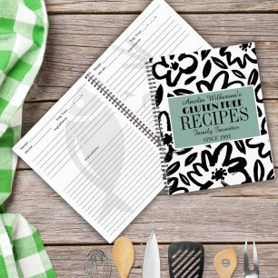 Zwart en wit bloem modern recept notitieboek