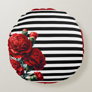 Zwart en wit bloemenschoonheid rond kussen