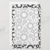 Zwart en wit bloemmotief briefpapier (Voorkant / Achterkant)