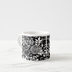 Zwart en wit bloemmotief espressokopje of eierpunc espresso kop